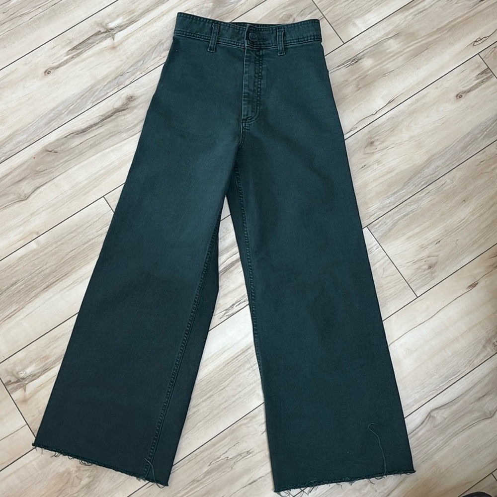 zara deep green jeans size 2- have stretch in them - Picture 2 of 2